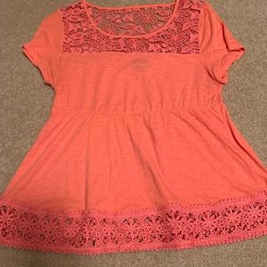Orange Lace Babydoll Top